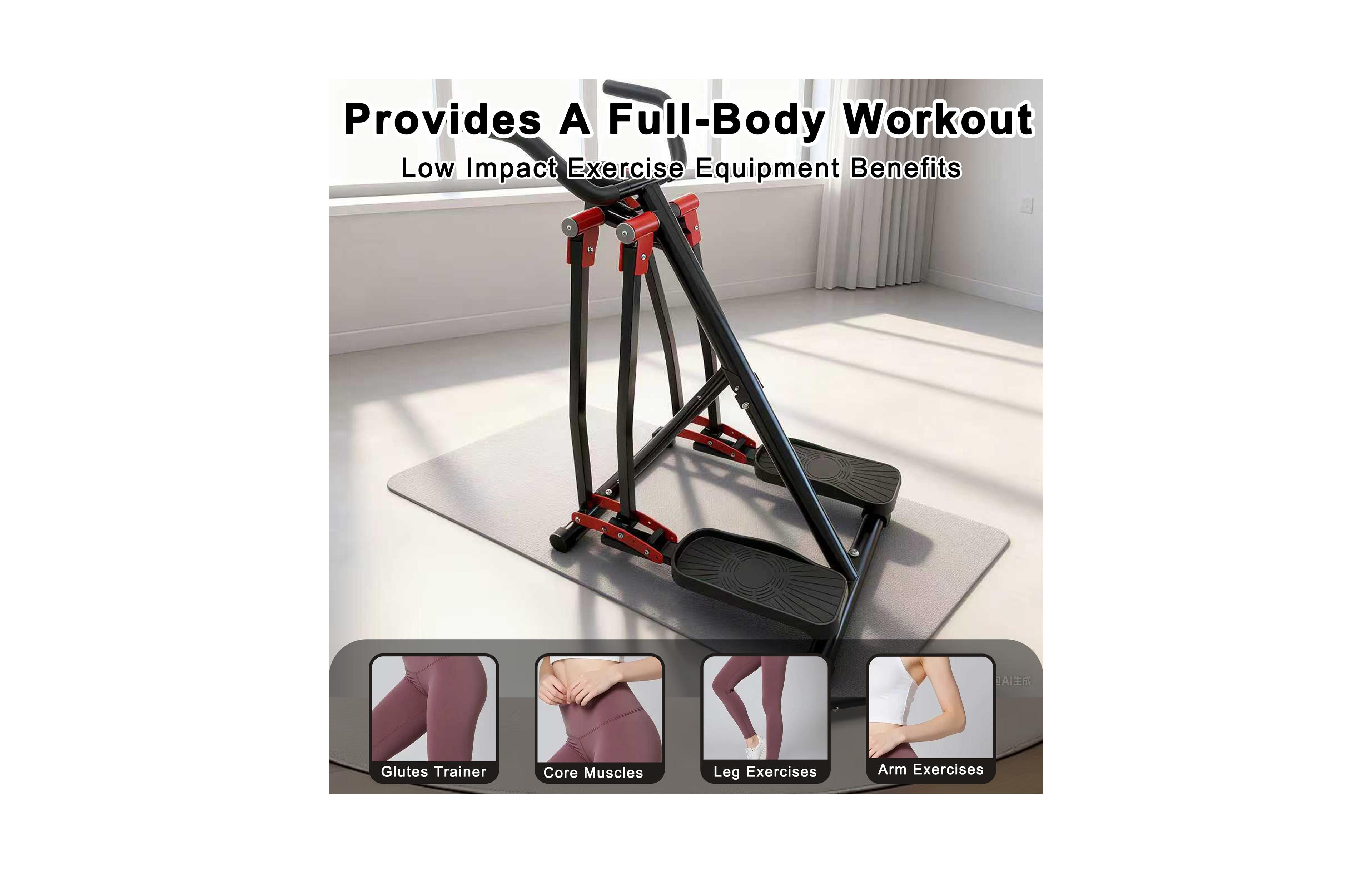 Zeny Foldable Air Walking Elliptical Machine Low Impact Full Body Home Cardio Trainer With Lcd Monitor