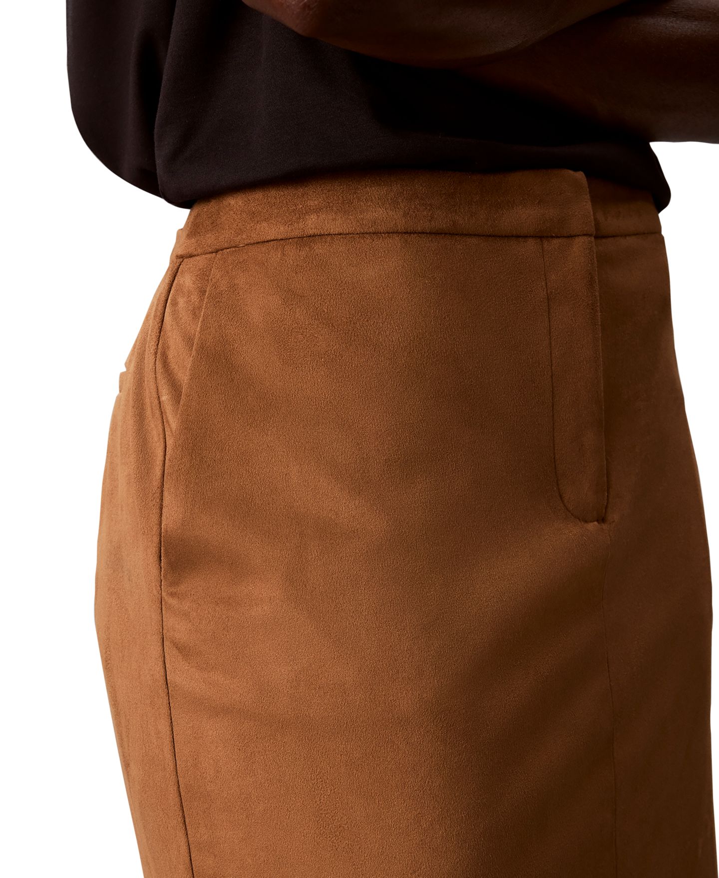 Женская юбка Calvin Klein High-Waisted Pencil Faux Suede Skirt with Pockets, цвет: Седельно-коричневый — фото 4