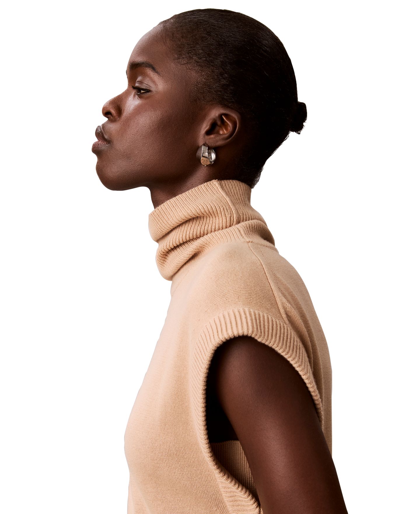 Женское платье Calvin Klein Mock Neck Sleeveless Midi Sweater Dress, цвет: Palomino — фото 4