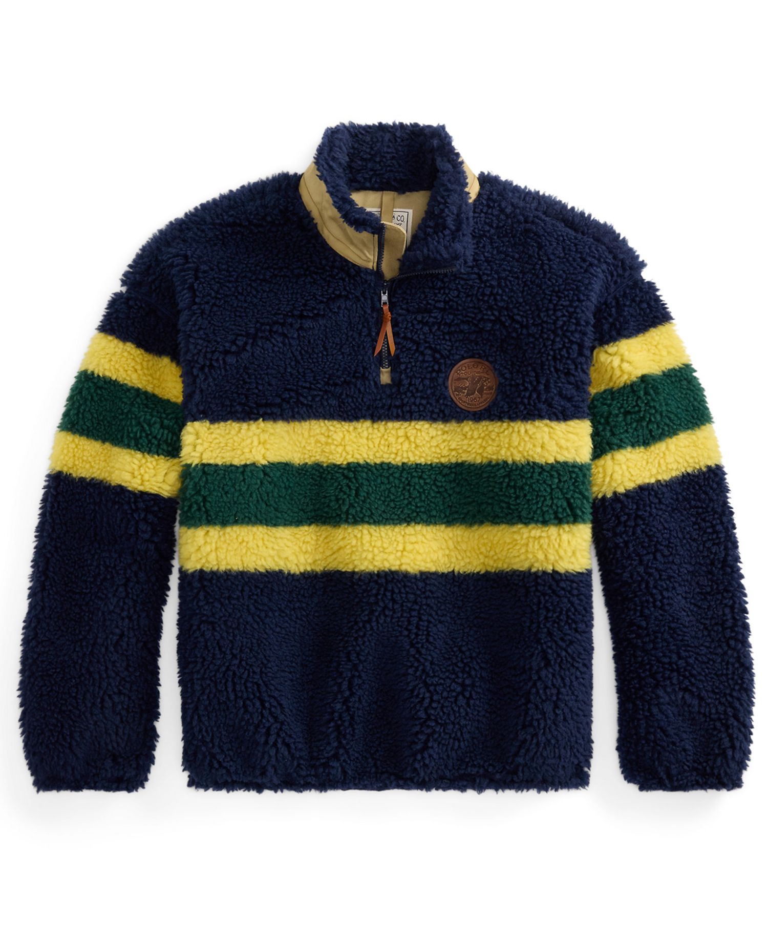Men's Striped Fleece Quarter-Zip Pullover