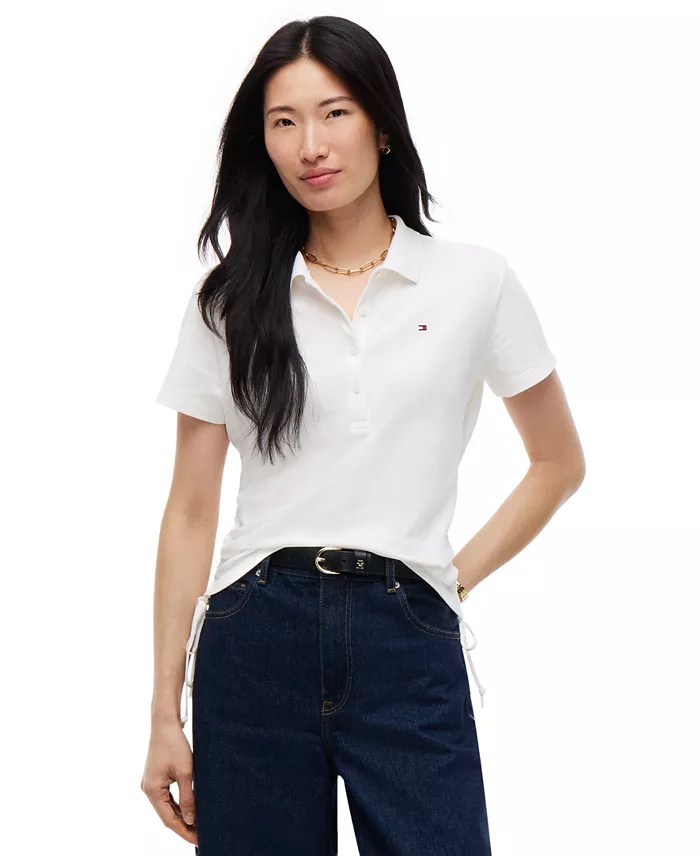 Women's Short-Sleeve Drawstring Polo Shirt