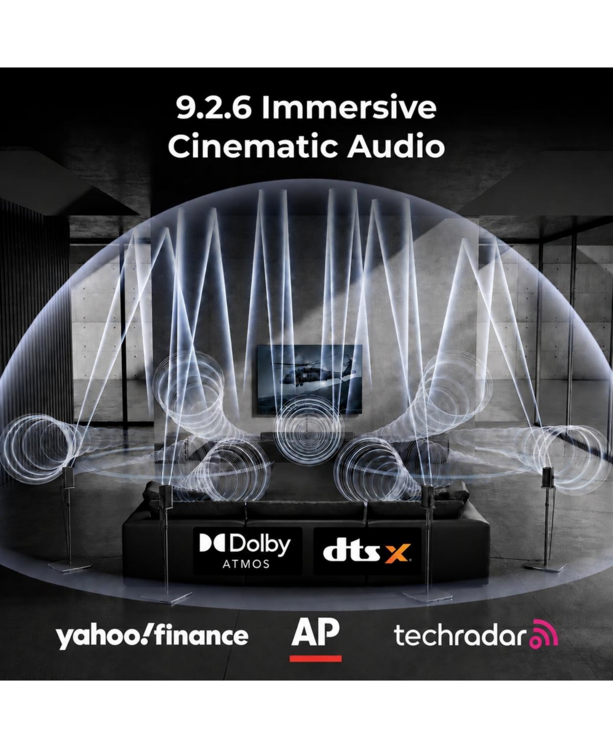 Ultimea Skywave X series 9.2.6 Thx-Tuned Wireless Surround Sound System w/Dolby Atmos and Dts:X,Dual 10"Subwoofers,2000W Peak Power,8K Pass-Through