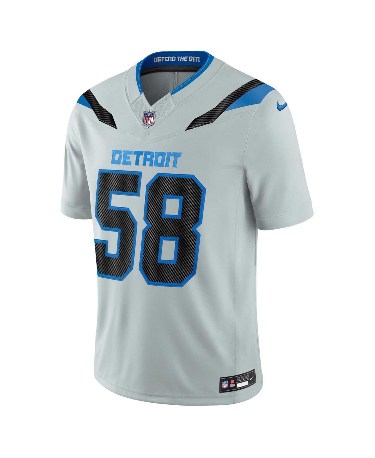 Мужской топ Nike Penei Sewell Silver Detroit Lions 2026 Rivalries Collection Vapor F.U.S.E Stitched Limited Jersey — фото 2
