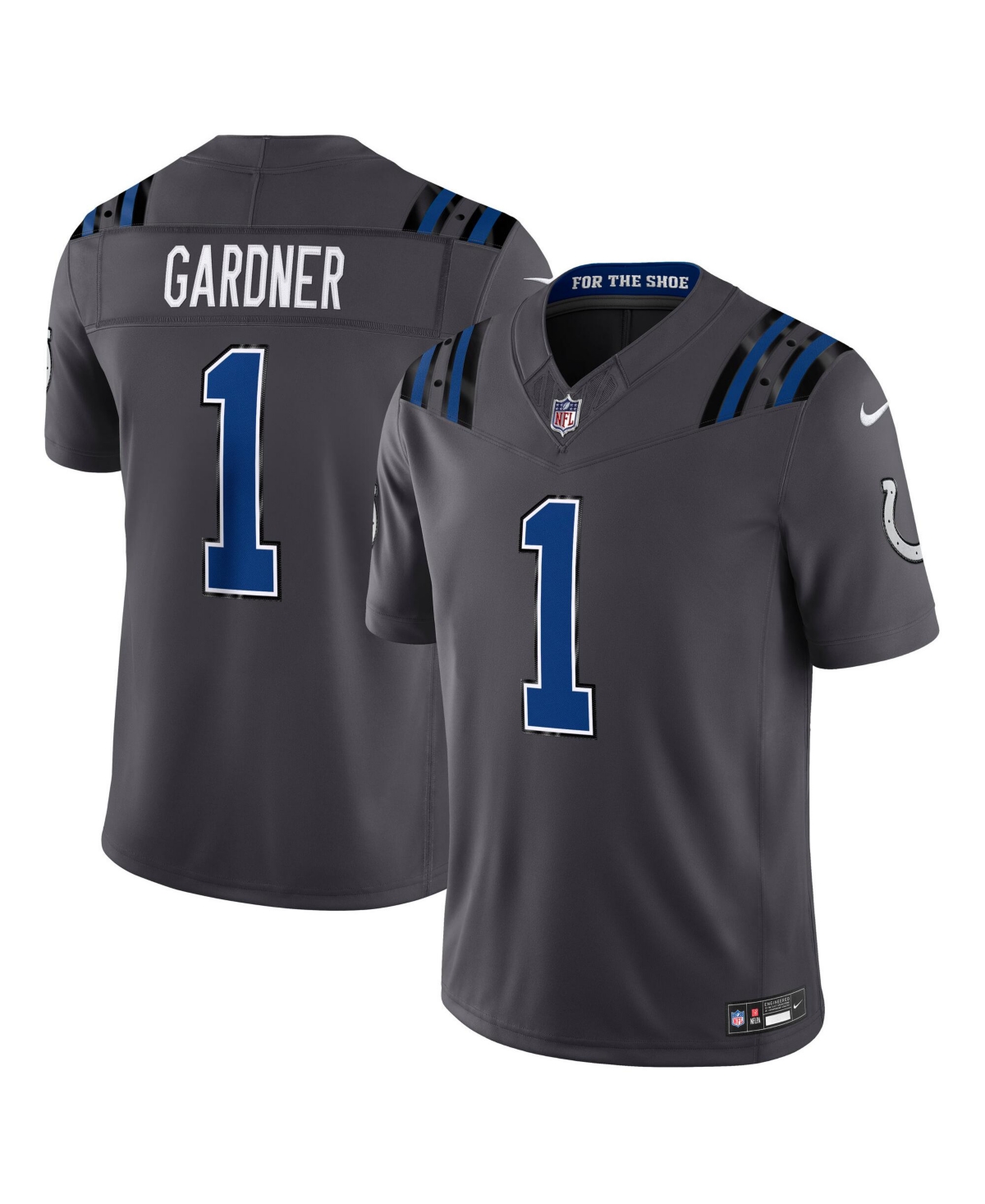 Nike Men's Ahmad Sauce Gardner Anthracite Indianapolis Colts 2026 Rivalries Collection Vapor F.u.s.e Stitched Limited Jersey