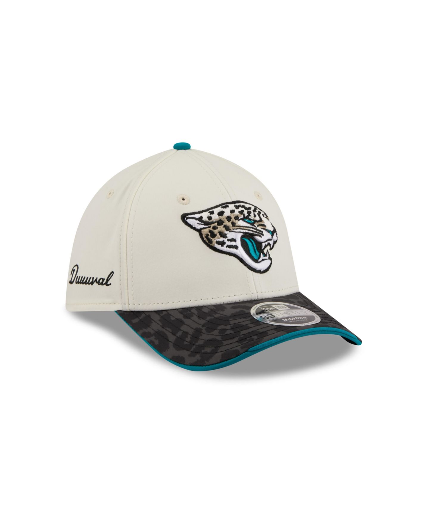 Мужская кепка New Era Cream/Black Jacksonville Jaguars 2026 Rivalries Collection 39THIRTY Flex Hat — фото 1