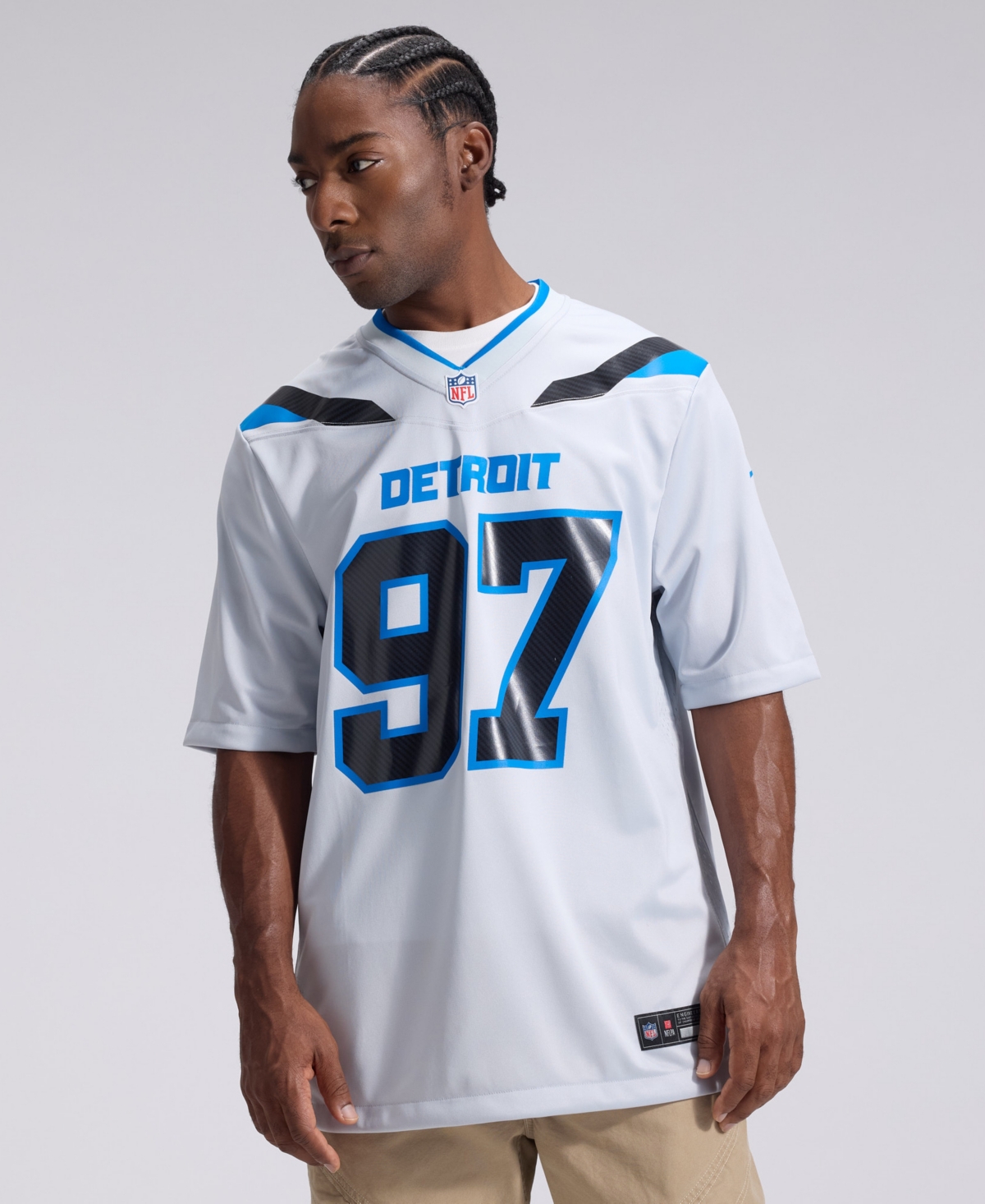 Nike Men's Aidan Hutchinson Silver Detroit Lions 2026 Rivalries Collection Game Jersey