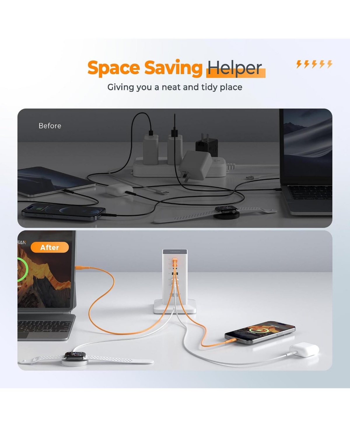 Tessan Magic Multiple-Port Usb-c Charging Station for Compatible Devices