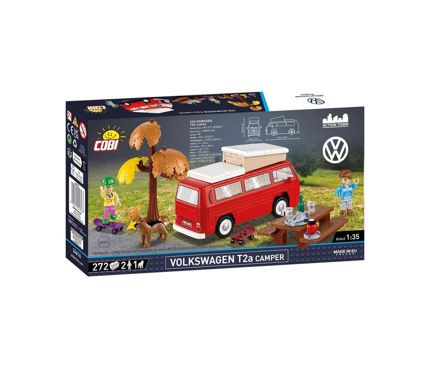Детский конструктор COBI Action Town Volkswagen T2A Camper 272-Piece Building Set, Ages 8+ — фото 2