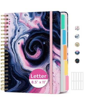 Aesthetic Floral Spiral Notebook 5 Subject Dividers College Ruled Hardcover Journal For Work School