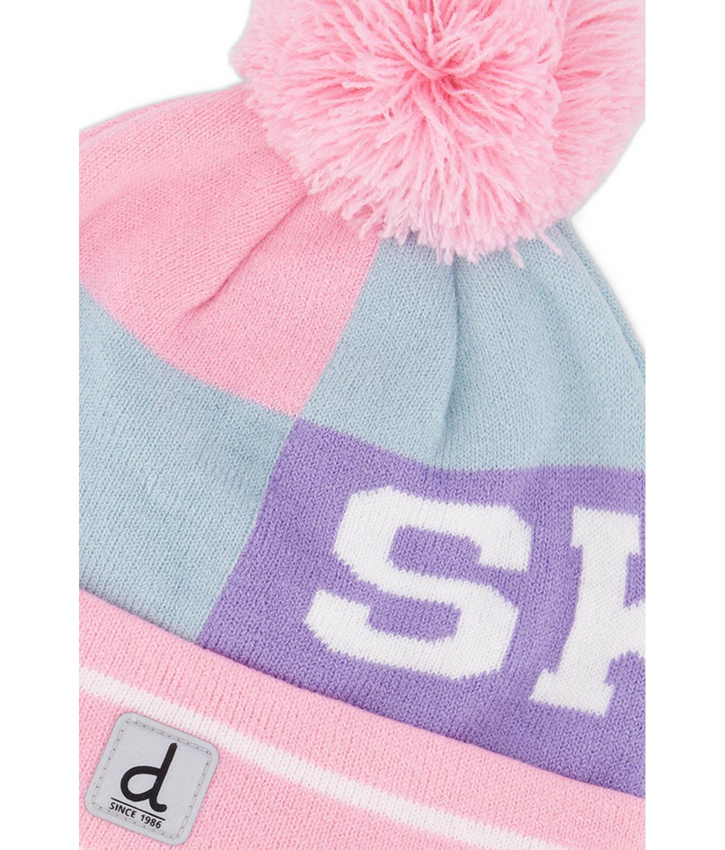Шапка Deux par Deux Pom Pom Fleece-Lined Beanie для девочек, цвет: Синий / Розовый — фото 5