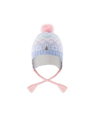Girls' Fair Isle Pattern Braided Ear Flaps with Tassel Ties Beanie