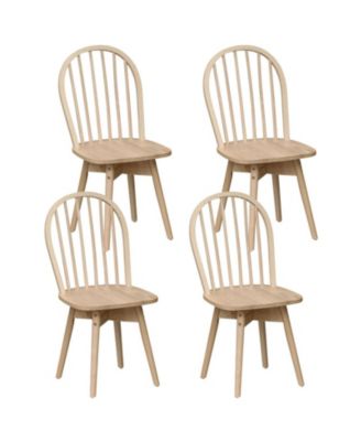 Set of 4 Swivel Windsor Dining Chairs with Solid Rubber Wood Frame