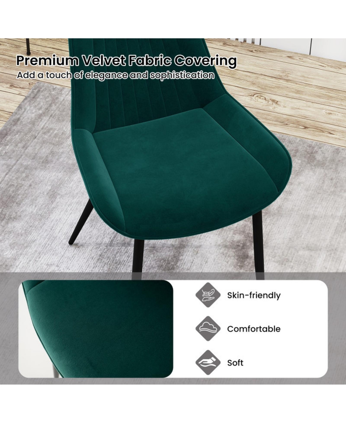 Sugift Set of 4 Faux Leather Upholstered Dining Chairs with Metal Legs for Kitchen