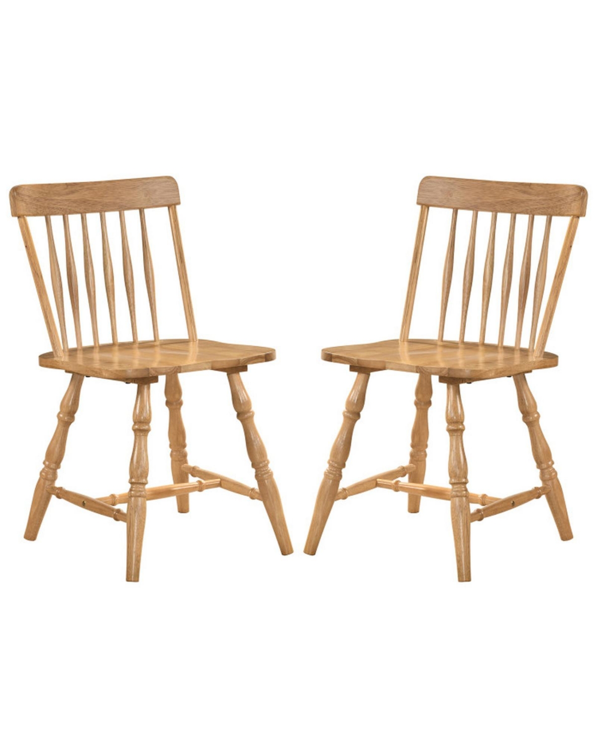 Sugift Set of 2 Windsor Dining Chairs with Curved Spindle Back Rubber Wood