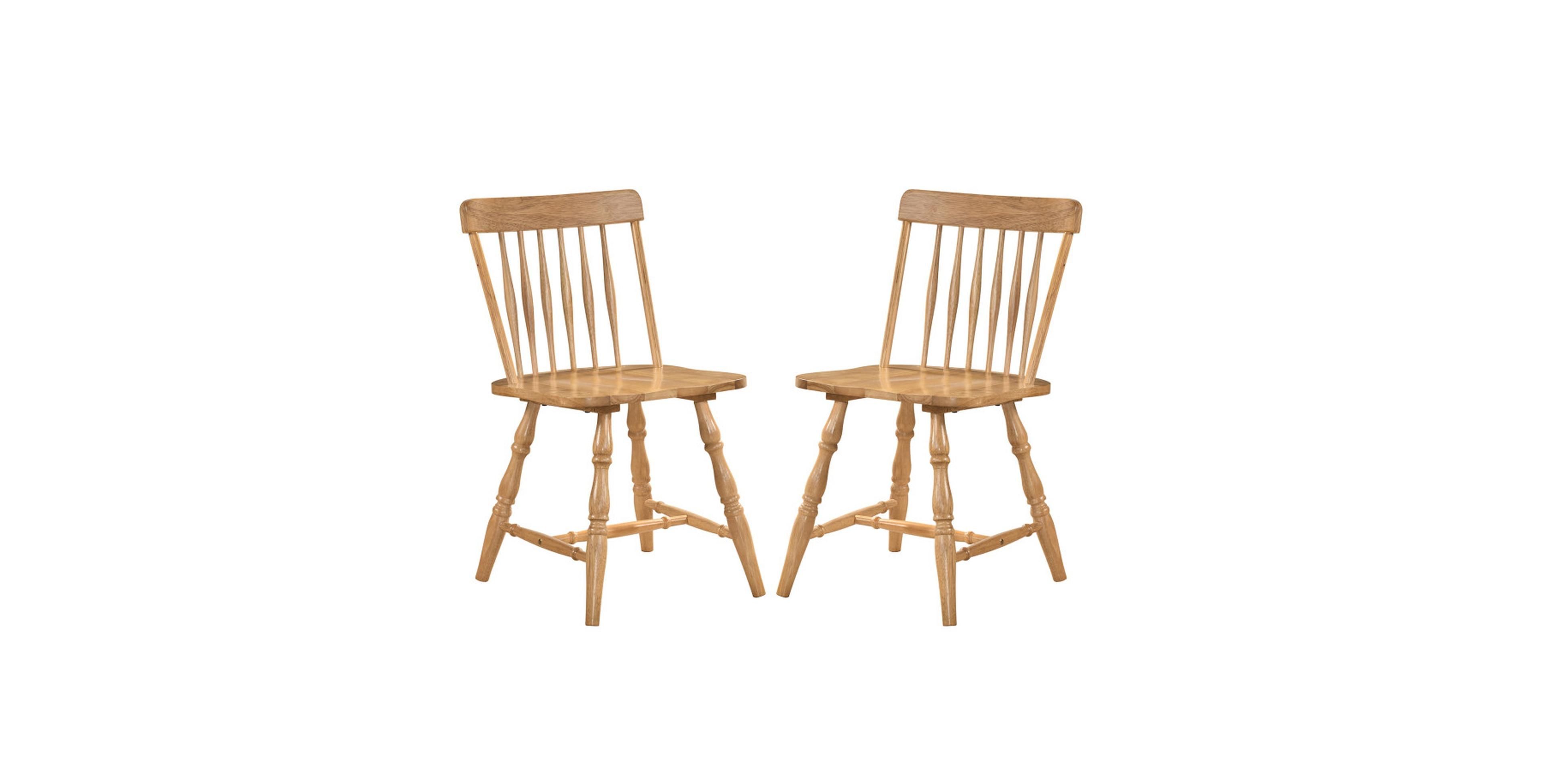 Sugift Set of 2 Windsor Dining Chairs with Curved Spindle Back Rubber Wood
