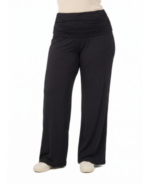 Женские брюки 24seven Comfort Apparel Plus Size Comfy Fit Wide-Leg Pull-On, цвет: Чёрный