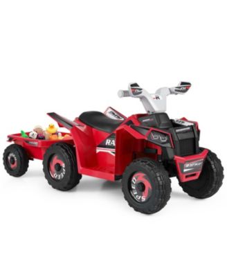 6V Kids ATV Quad Car with Detachable Trailer Ride-On Toy, Ages 3+