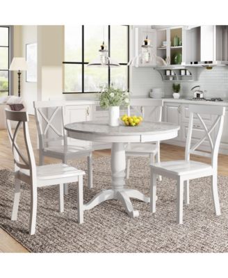 5-Piece Dining Table Set for 4, Kitchen Table and Chairs Set with Solid Wood Chairs