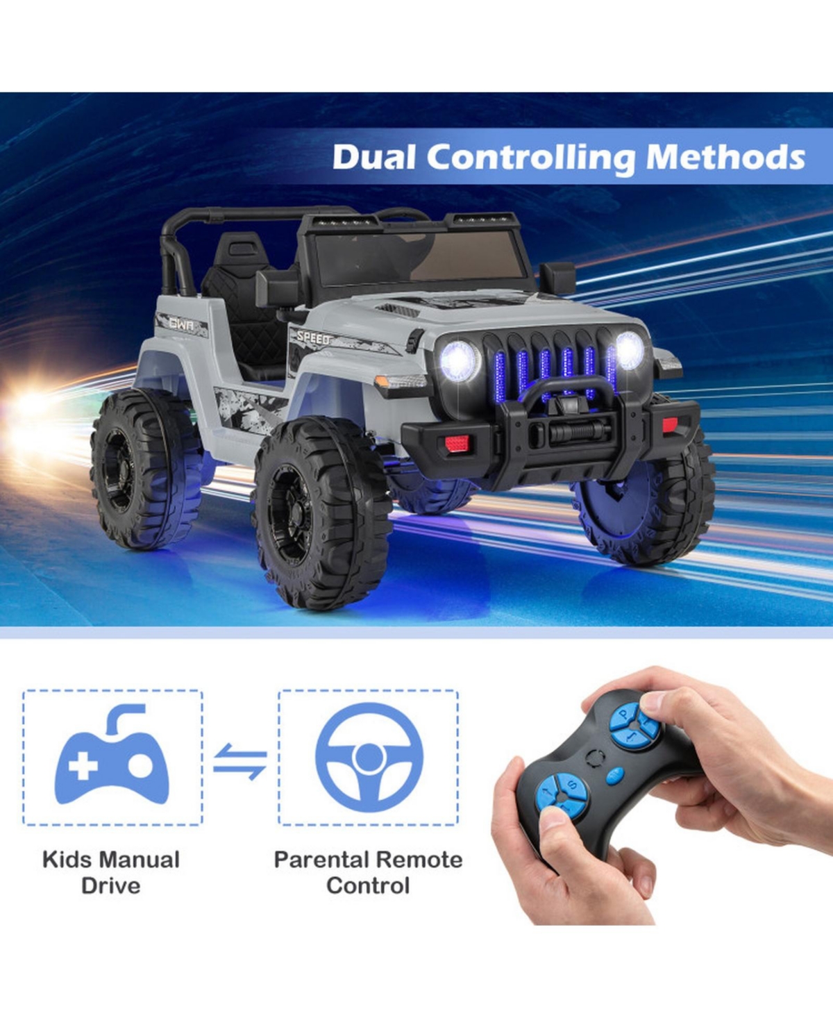 Hongge 12V Off-Road Ride-On Vehicle with Remote Control, 77 lbs Capacity, Ages 3+