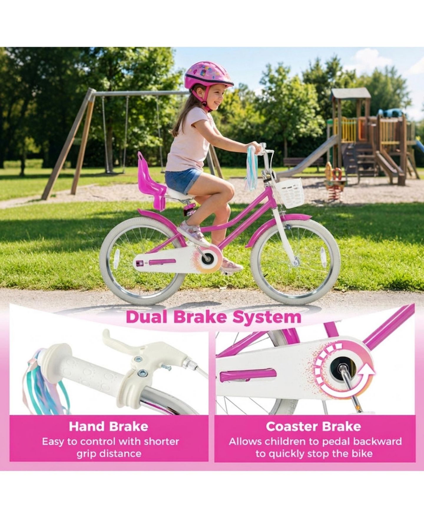 Детская игрушка HONGGE 20-Inch Kids Bike with Dual Brakes and Adjustable Seat, Ages 8+ — фото 6