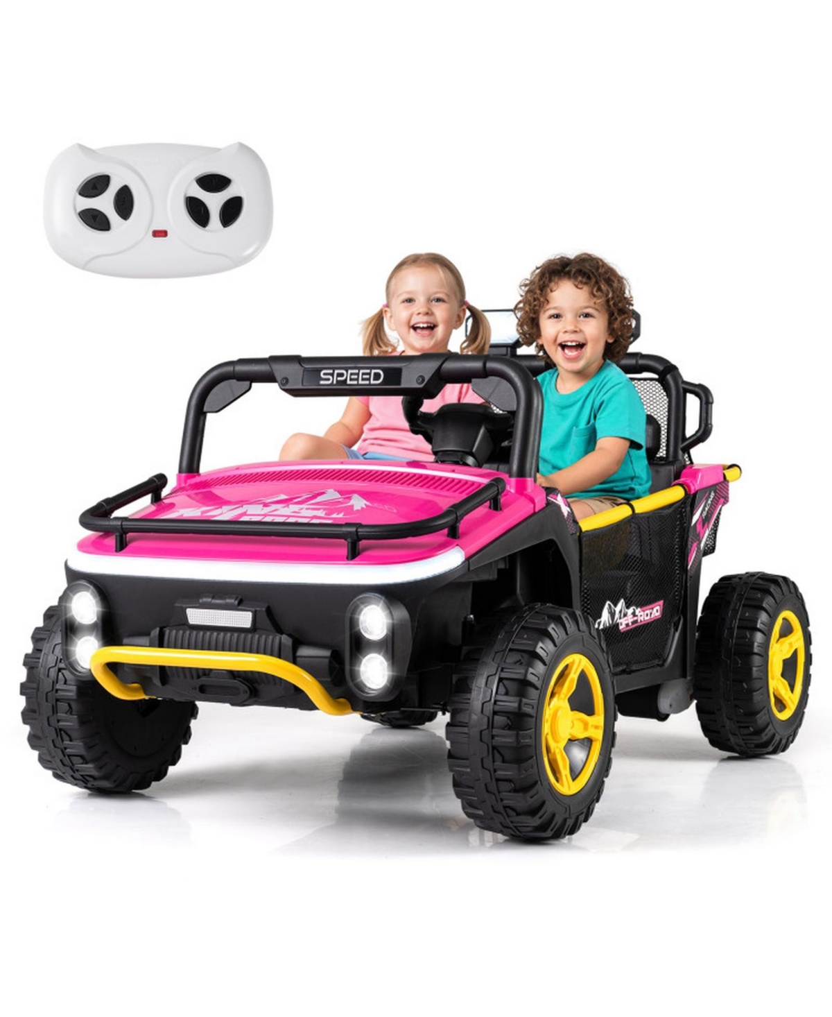 Hongge 24V 2-Seater Remote Control Kids' Ride-On Utv Truck, 88 lbs Capacity, Ages 3-7