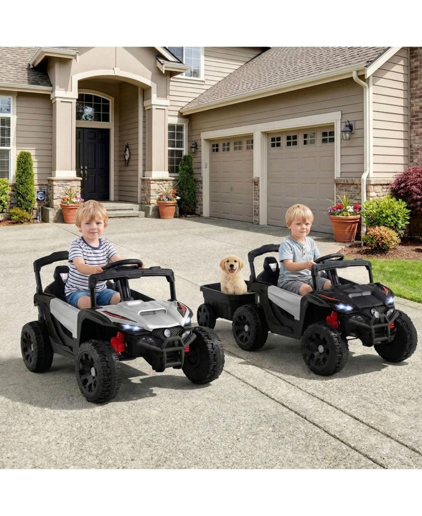 Детская игрушка HONGGE 12V Kids Ride-On Tractor with Detachable Trailer Parent Remote and LED Lights, цвет: Тёмный серый — фото 11