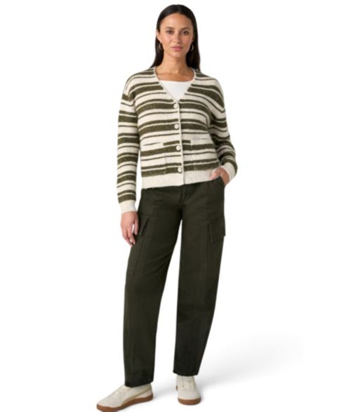 Женский кардиган Liverpool Los Angeles Long-Sleeve V-Neck Striped Cardigan, цвет: Овсяный оливковый полосатый