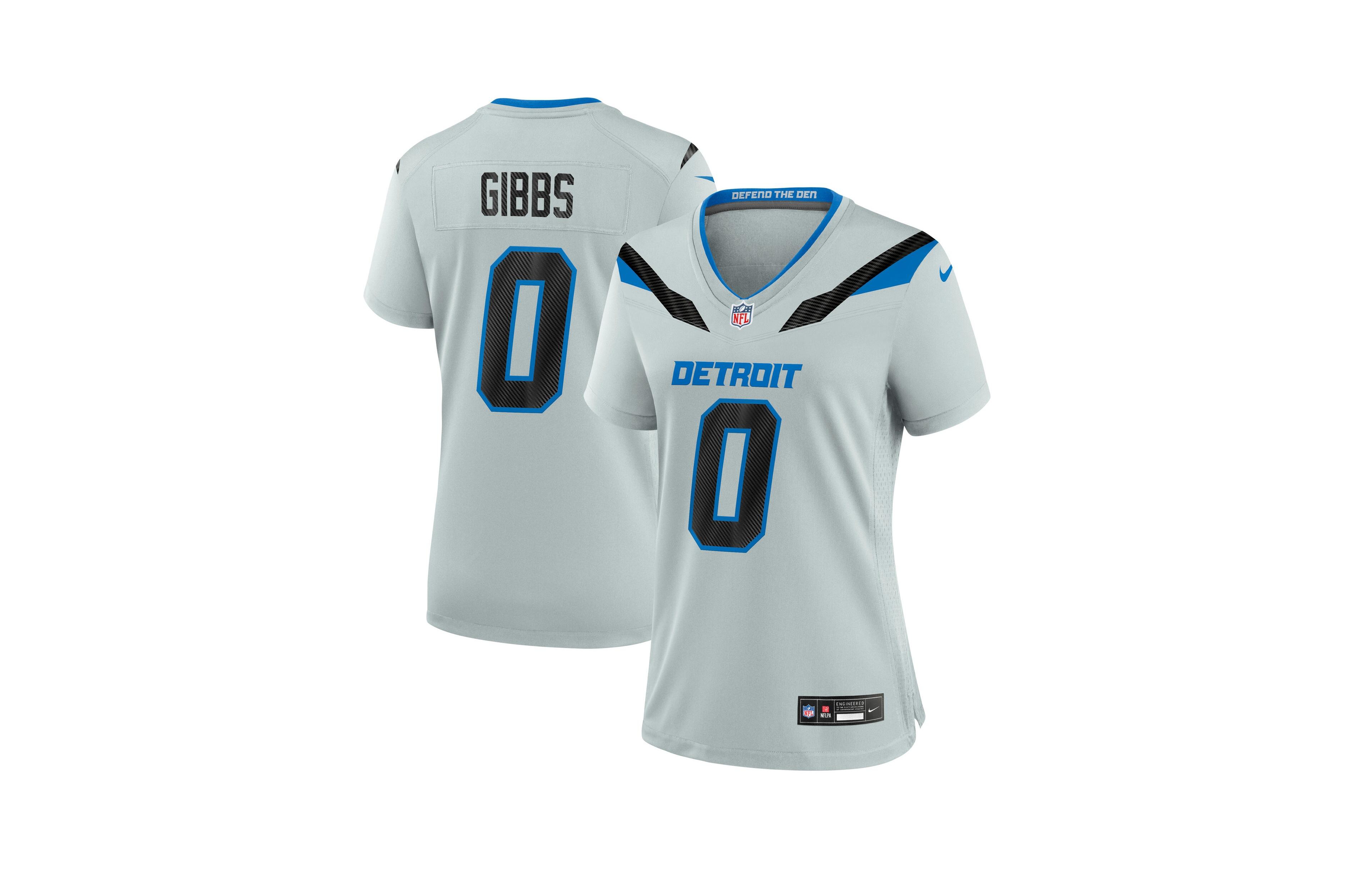 Nike Women's Jahmyr Gibbs Silver Detroit Lions 2026 Rivalries Collection Game Jersey