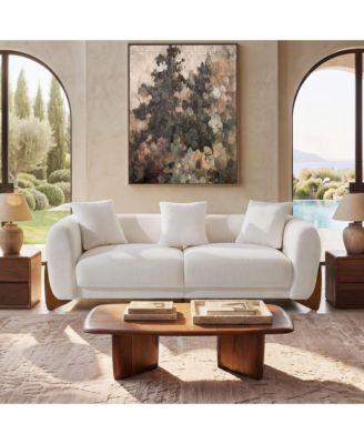 Mid Century Cloud Couch Sharp Upholstered Sofa with Waist Cushion Solid Wood Leg for Living Room Apartment