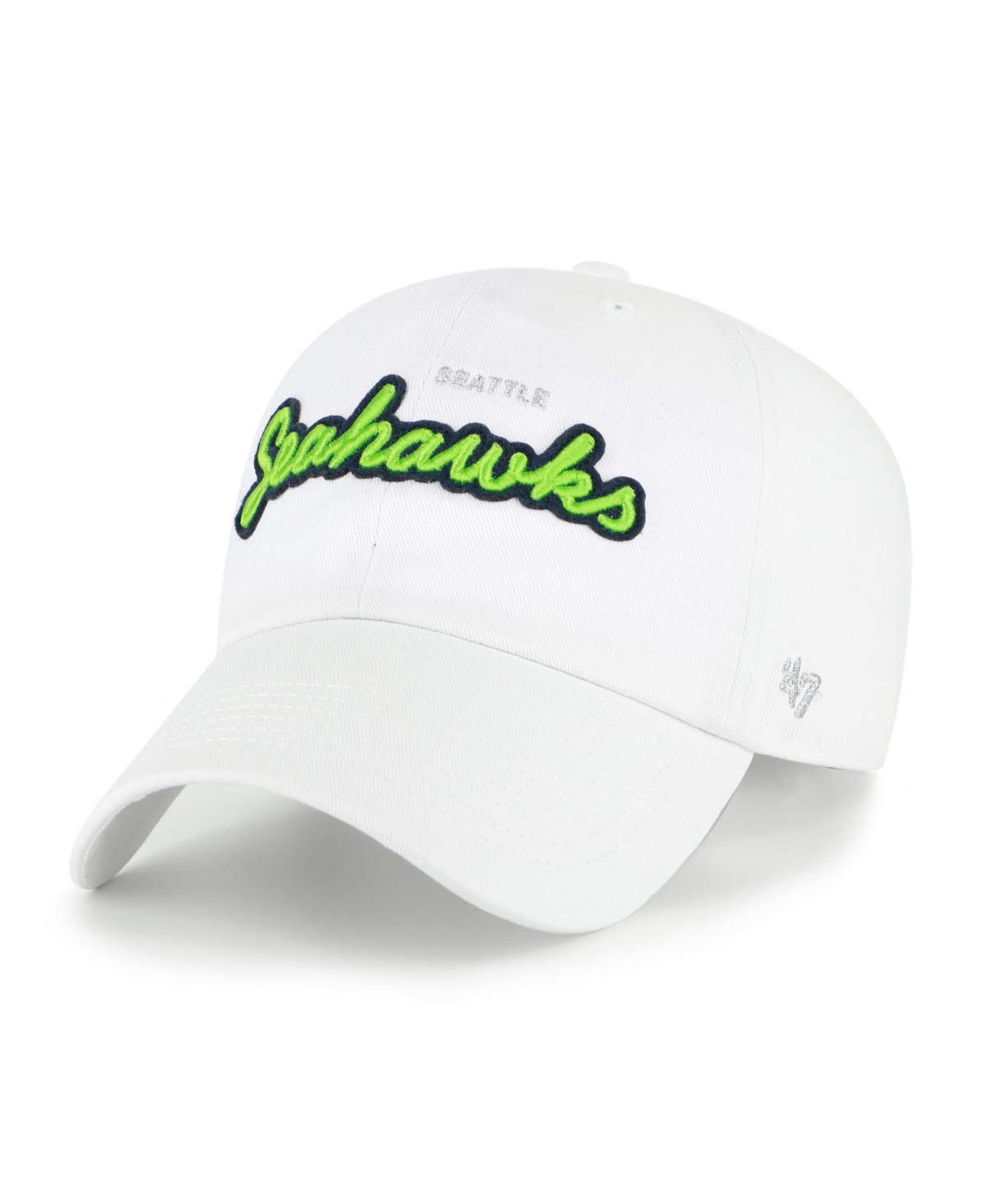 '47 Brand Women's White Seattle Seahawks Trendy Script Clean Up Adjustable Hat - White