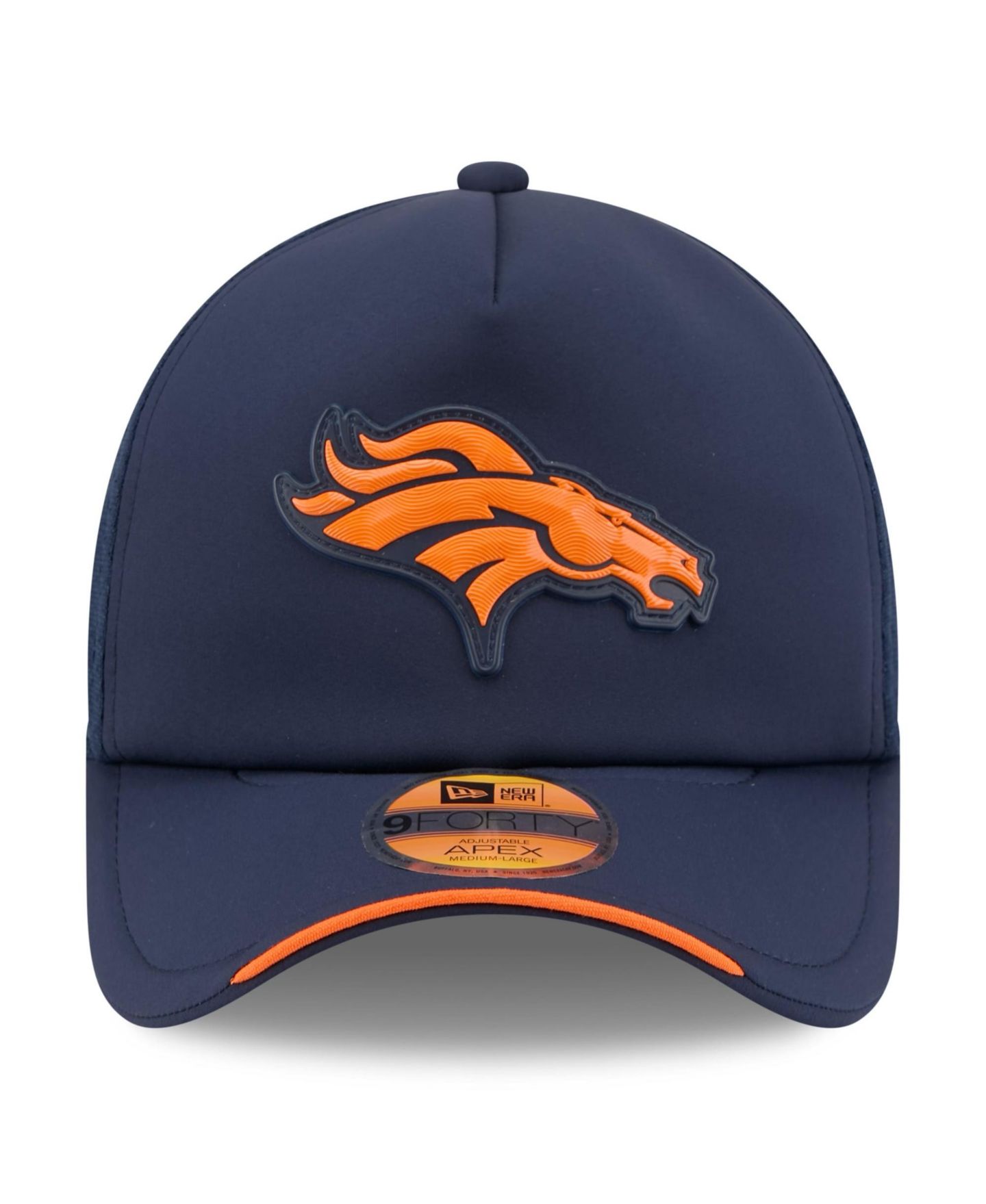 Детская кепка New Era Navy Denver Broncos 2026 Sideline Apex 9FORTY Adjustable Trucker Hat — фото 3
