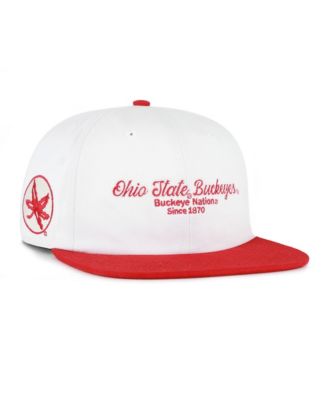 Men's '47 White/Scarlet Ohio State Buckeyes Script Stack Relaxed Captain Adjustable Hat