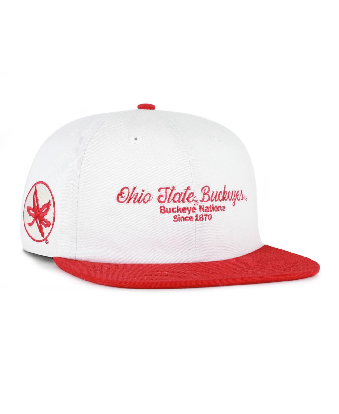 Мужская кепка '47 Brand White/Scarlet Ohio State Buckeyes Script Stack Relaxed Captain Adjustable Hat — фото 1