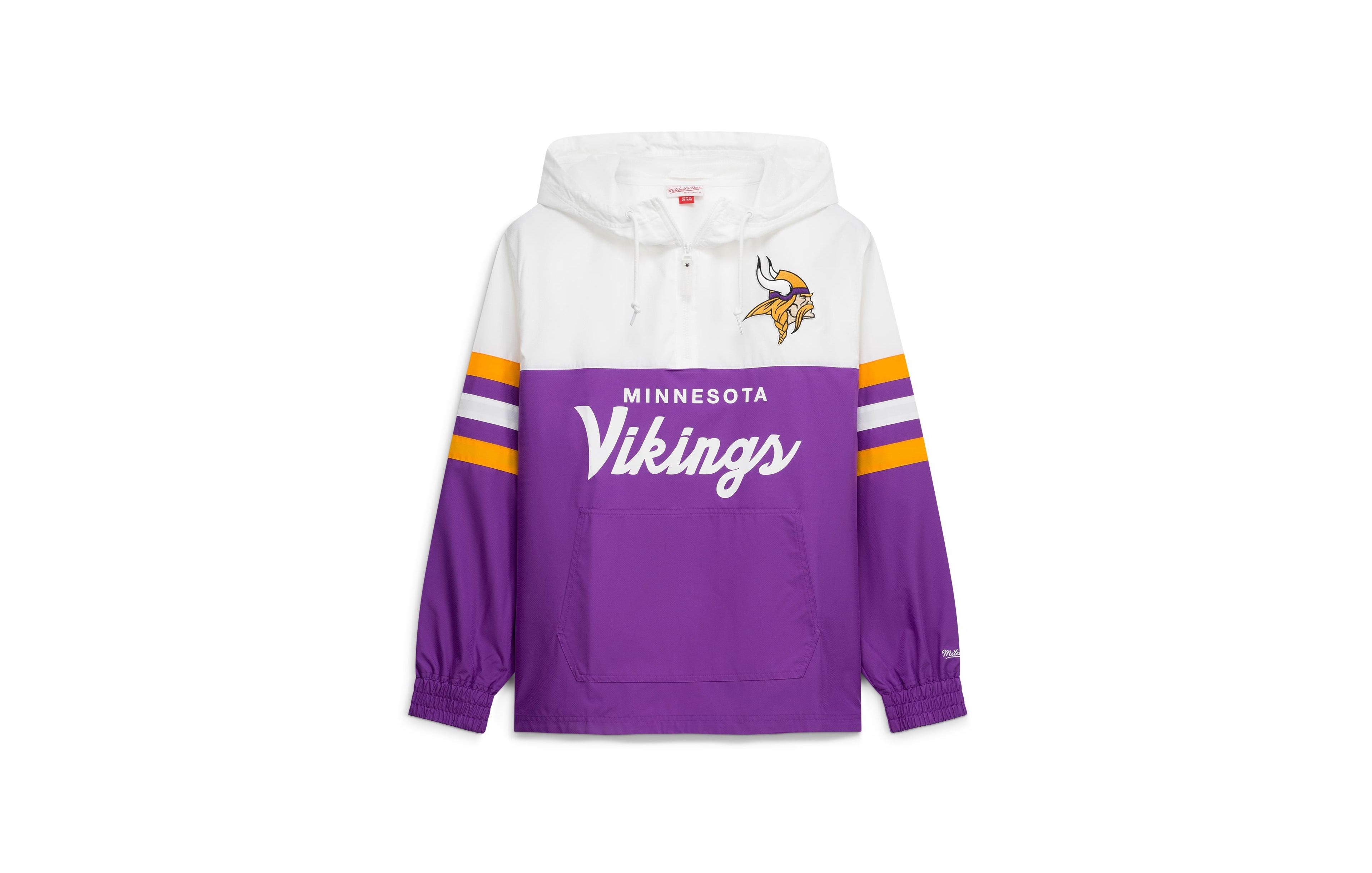 Mitchell & Ness Men's Purple Minnesota Vikings Head Coach Anorak Quarter-Zip Windbreaker Jacket