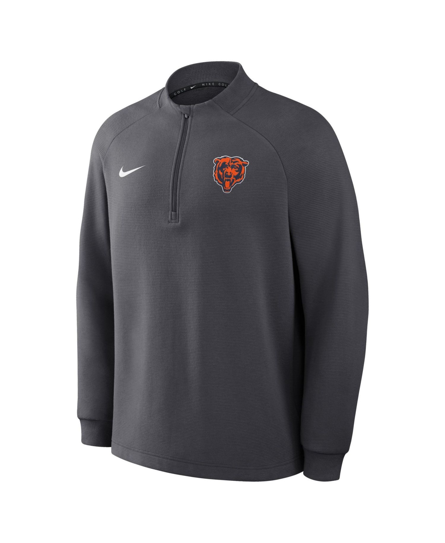 Men's Anthracite Chicago Bears Par Raglan Tri-Blend Therma-FIT Half-Zip Pullover