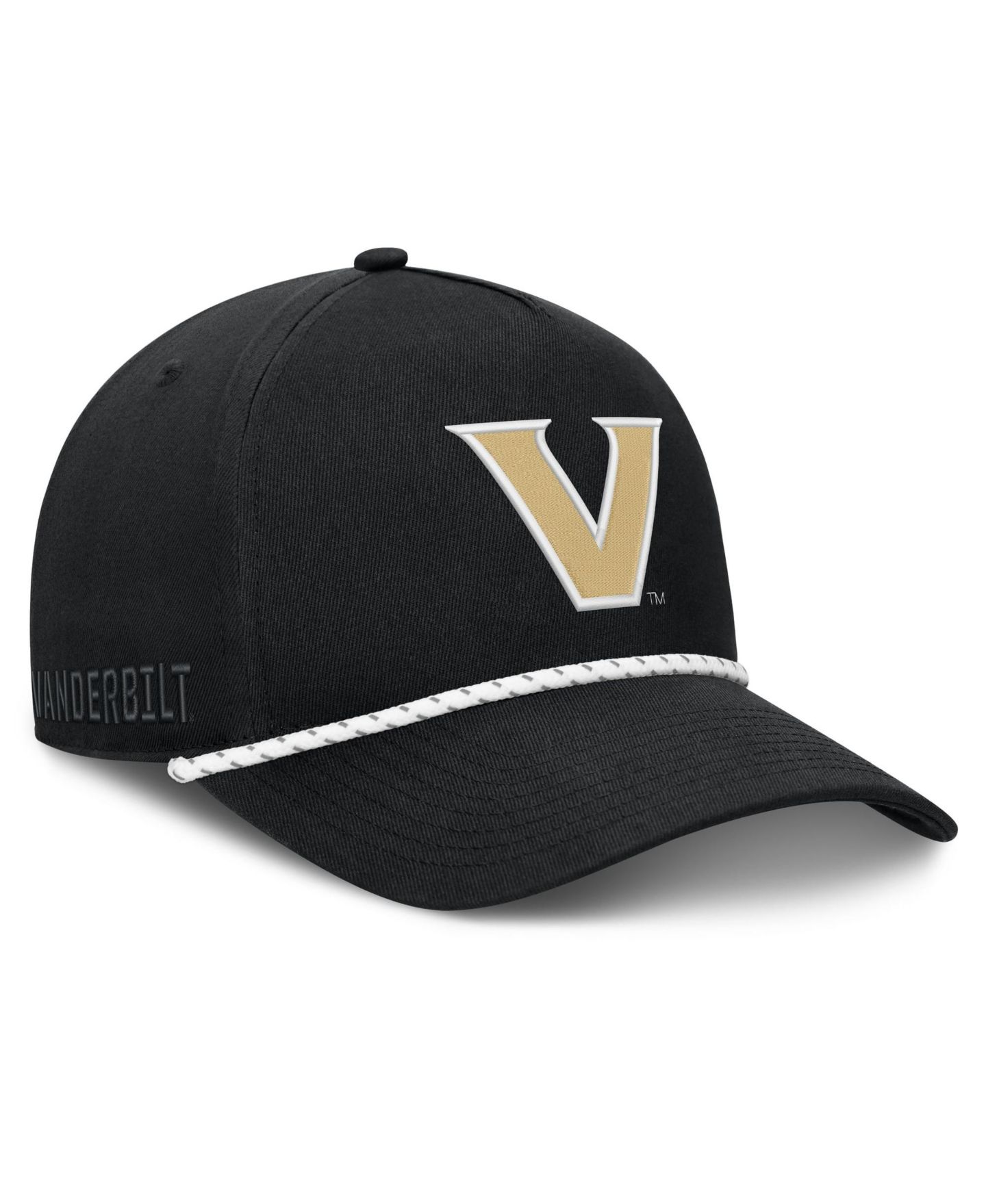 Мужская кепка Fanatics Black Vanderbilt Commodores Undertone Rope Adjustable Hat — фото 4