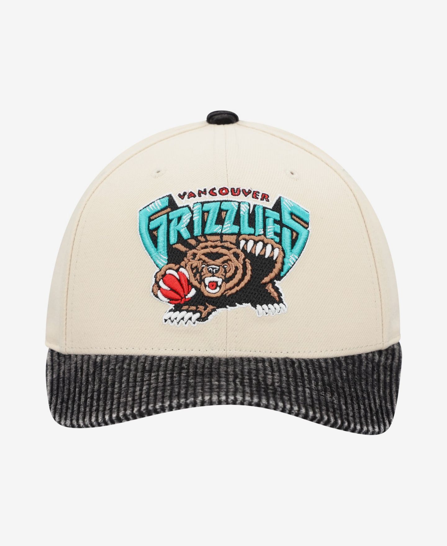 Мужская кепка Mitchell & Ness Cream Vancouver Grizzlies Washed Corduroy Pro Crown Snapback Hat — фото 4