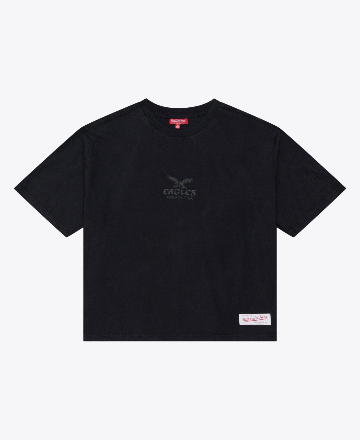 Mitchell & Ness Women's Mitchell Ness Black Philadelphia Eagles Core Essentials Micro Logo Boxy Crop T-shirt