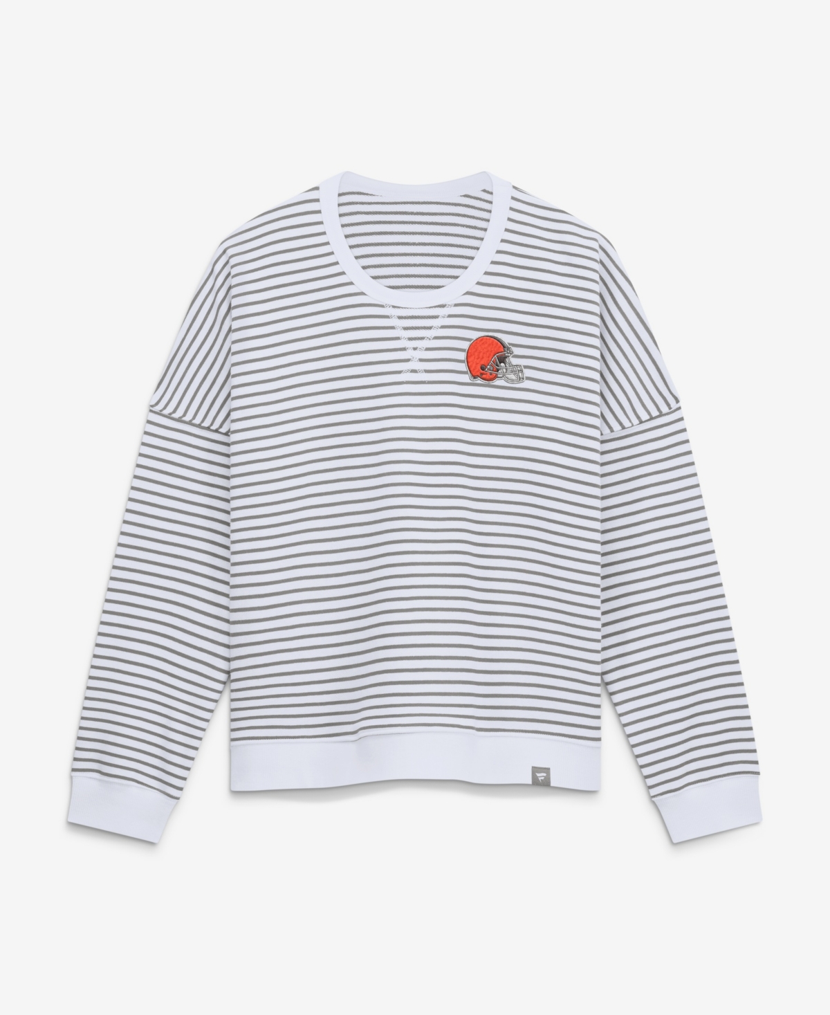 Fanatics Women's White/Gray Cleveland Browns Striped Oversized French Terry Sweatshirt