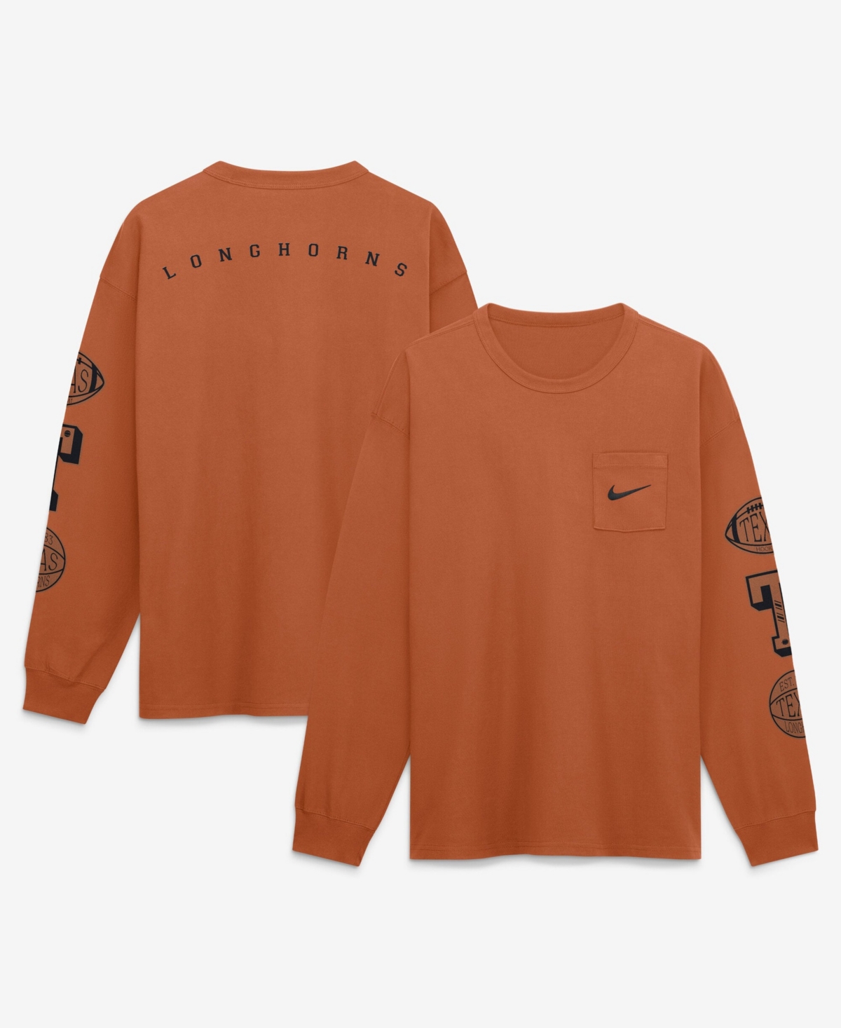 Nike Men's Texas Orange Longhorns Academic Long Sleeve Pocket T-Shirt
