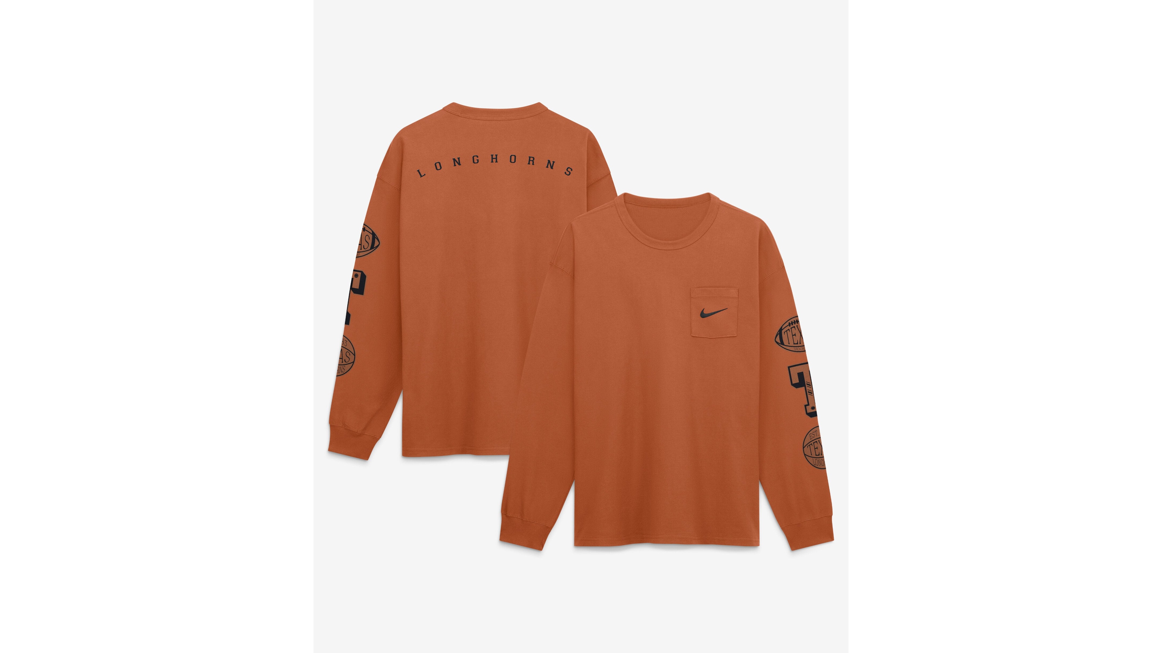 Nike Men's Texas Orange Longhorns Academic Long Sleeve Pocket T-Shirt