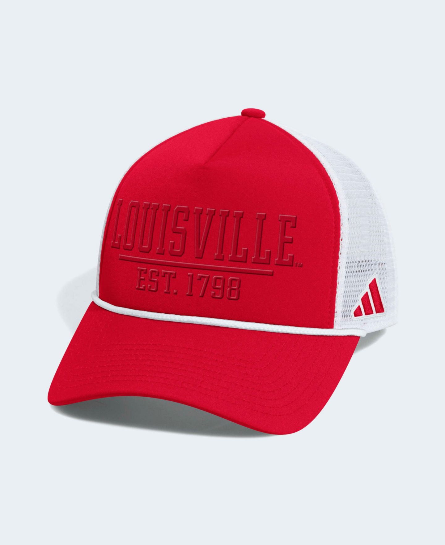 Мужская кепка adidas Red/White Louisville Cardinals Foam Front Trucker Adjustable Hat — фото 1