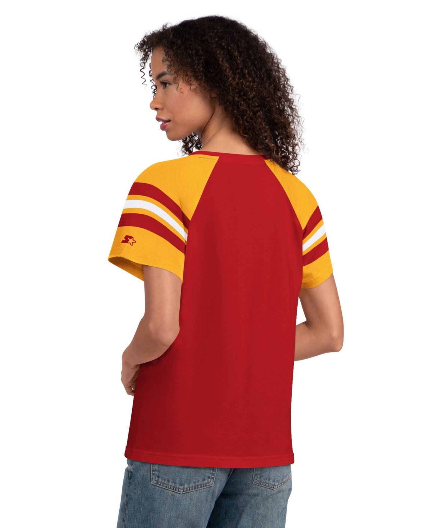 Женская футболка Starter Red Kansas City Chiefs Game On Notch Neck Raglan — фото 3