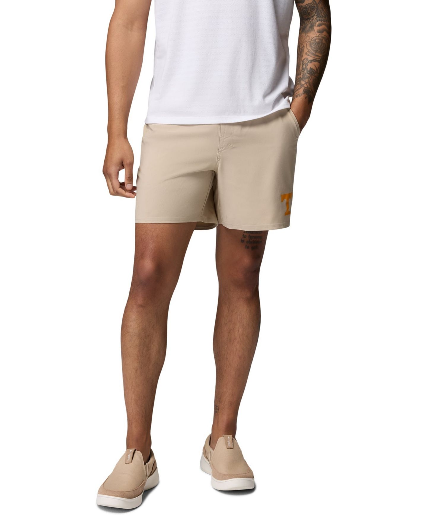 Мужские шорты Columbia Natural Texas Longhorns PFG Terminal Roamer™ Omni-Shade™ Stretch — фото 1