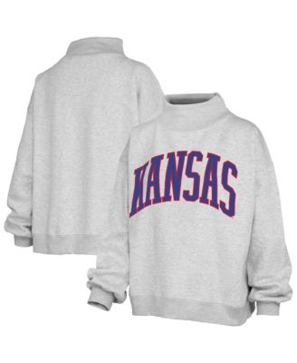 Women's Gray Kansas Jayhawks Oversized Nelson Mock Neck Sweatshirt
