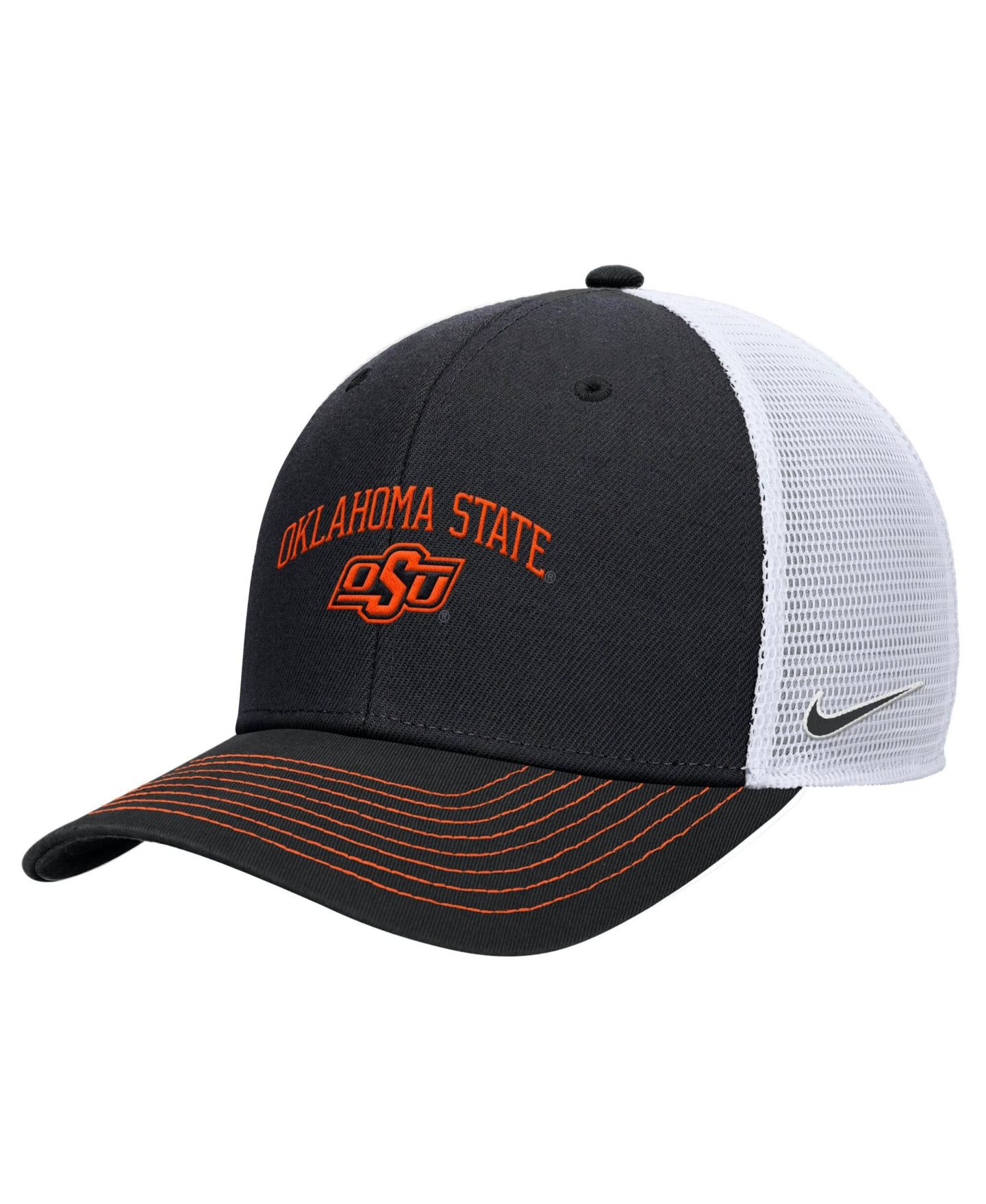Мужская кепка Nike Black Oklahoma State Cowboys Rise Adjustable Trucker Hat — фото 1