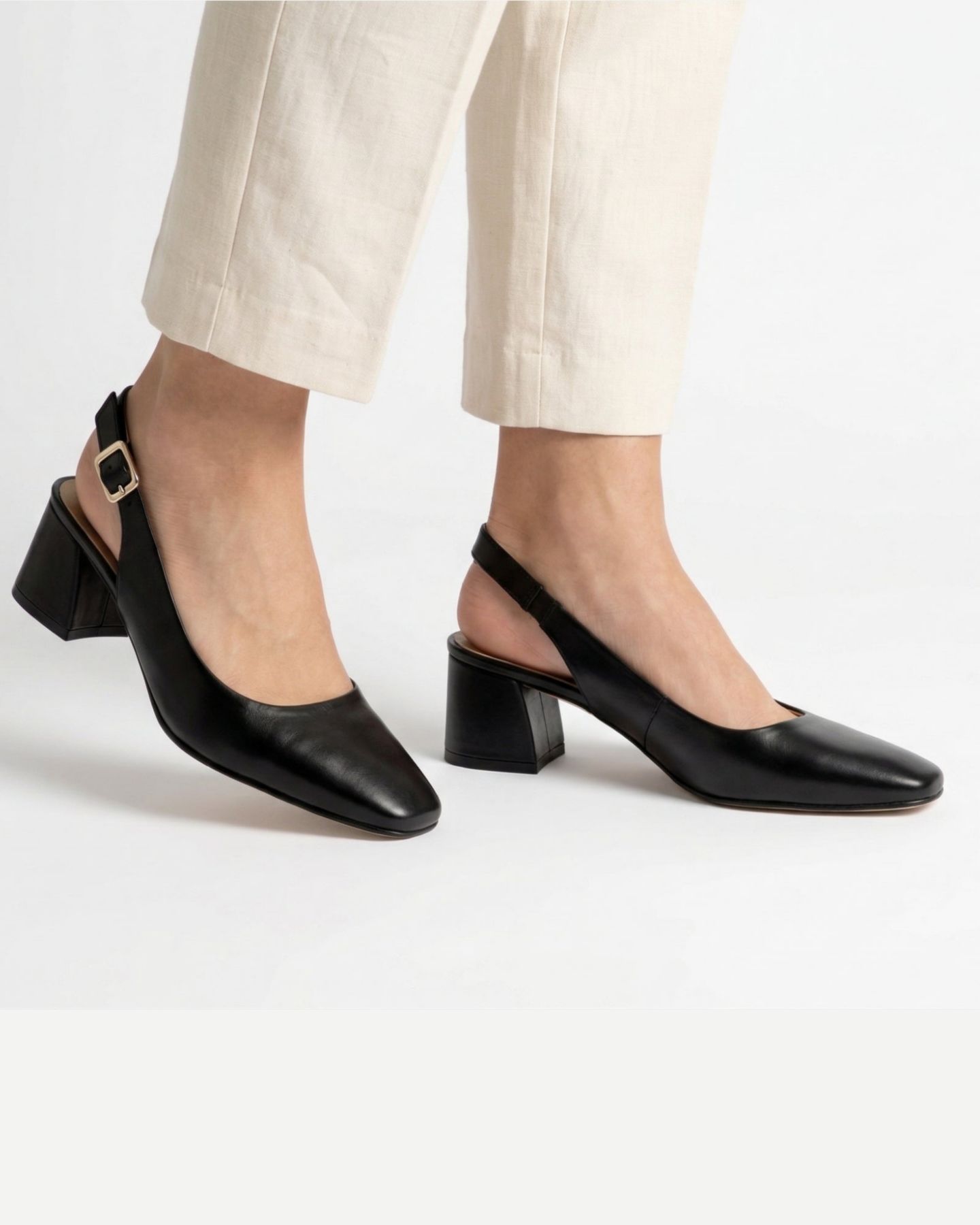 Женские туфли Menina Step Pia Leather Slingback, цвет: Чёрный — фото 6