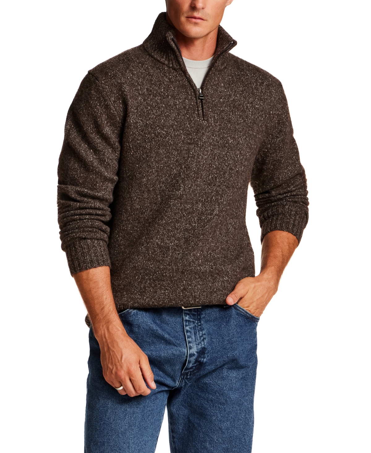 Weatherproof Vintage Men's Fuzzy-Knit Mock-Neck Quarter-Zip Sweater