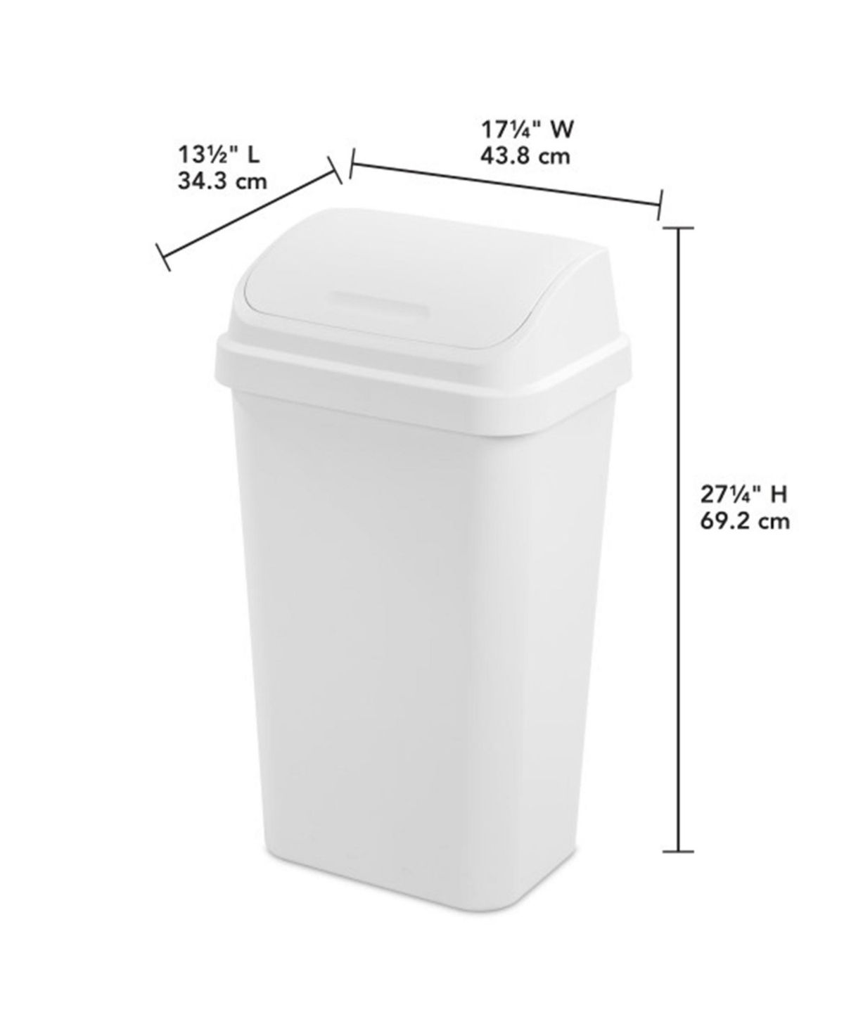 Sterilite 13 Gal Swing Top Lidded Wastebasket Kitchen Trash Can