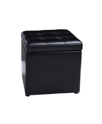 16 Inch Cube Storage Ottoman with Hinged Lid